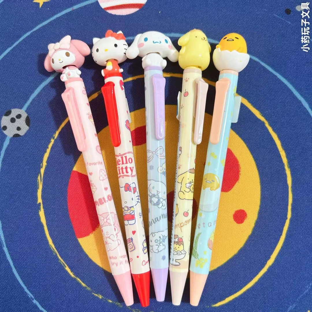 三丽鸥新款摇头笔美乐蒂大耳狗kt限定可爱玩偶头可转动圆珠笔