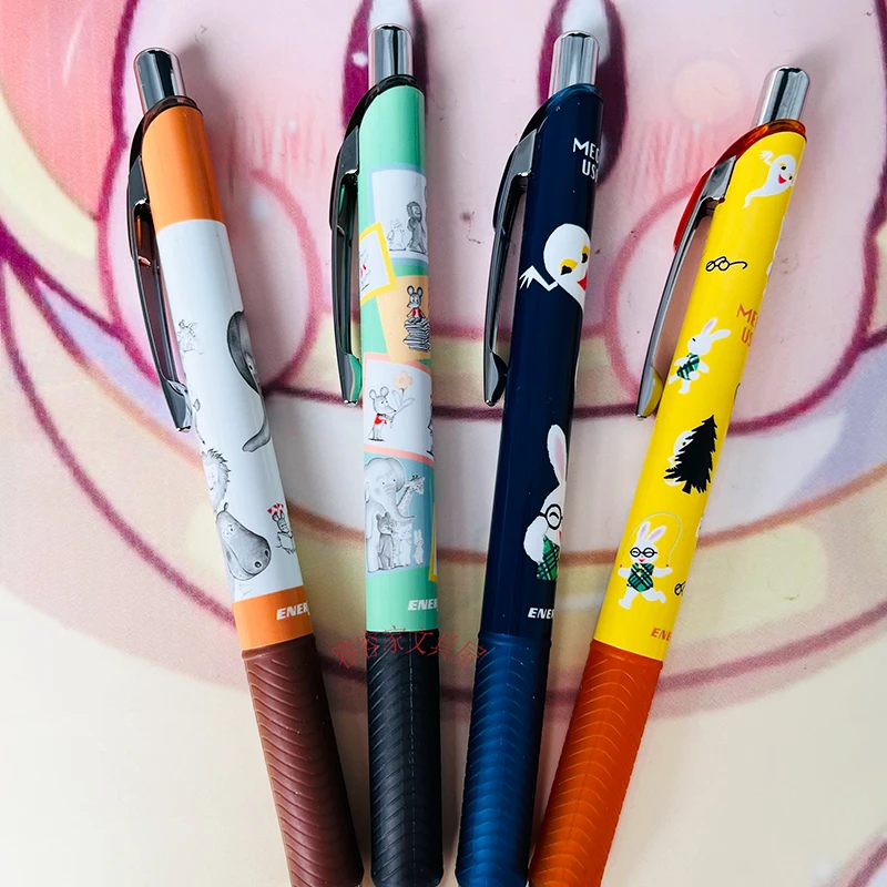 现货日本派通新款插画师联名限定兔子幽灵大象黑色中性笔