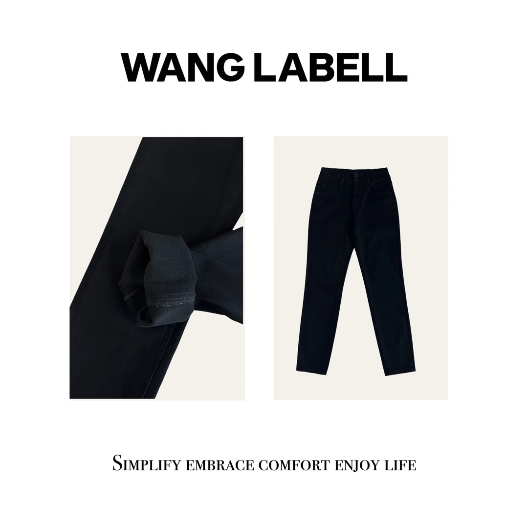 【王斌家】 |  两扣铅笔牛仔裤   加绒秋冬修身弹力百搭小脚黑色