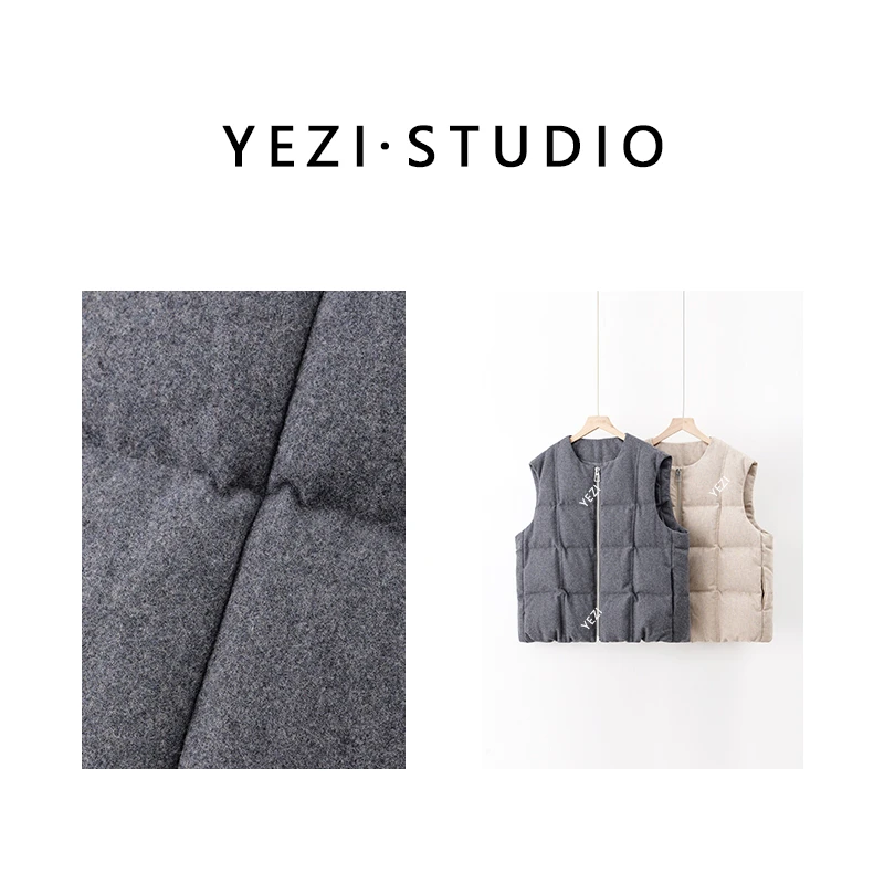叶子定制-【方格子】圆领绗缝叠穿百搭羊毛鹅绒马甲24413201-10/23