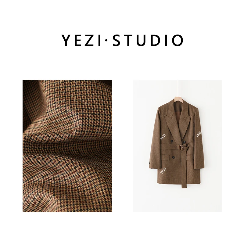 【爱-丽-丝】嵿-奢-系列进口英国泰-勒100毛千鸟格色织西装24315635