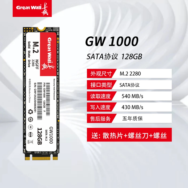 长城GW1000游戏固态硬盘 SATA/M.2协议 台式机笔记本电脑通用推荐