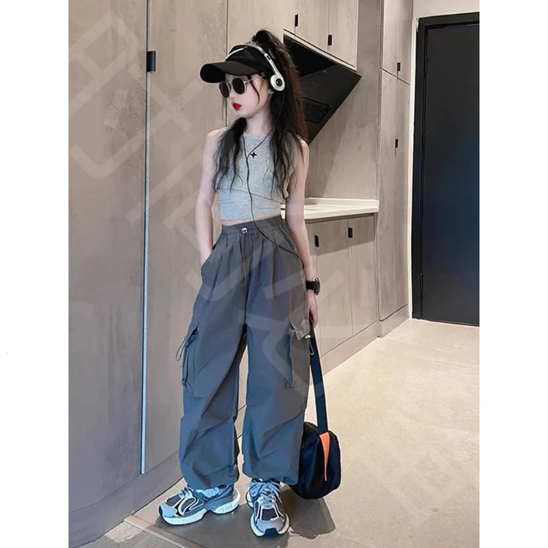 小背心短衣洋气跳舞爵士舞女童套装嘻哈痞帅酷潮工装裤小女孩夏季