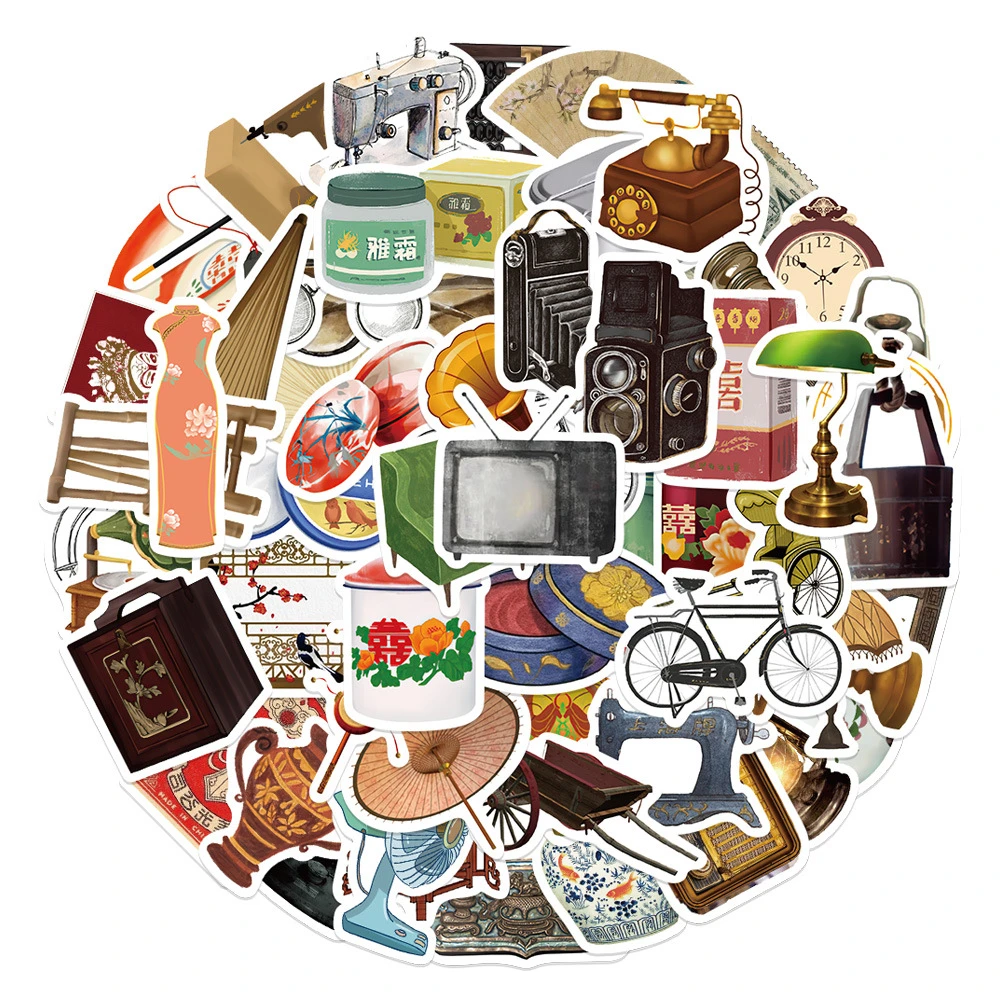 多款中式复古国风节气贴纸笔记本电脑水杯手机壳装饰防水DIY贴画
