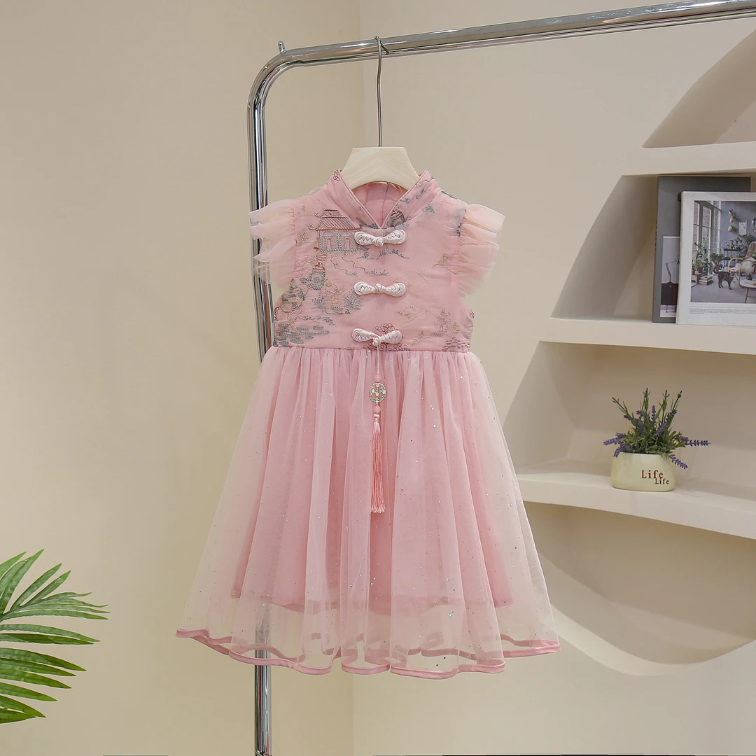 女童夏季中国风公主裙汉服洋气宝宝网纱连衣裙女孩生日裙