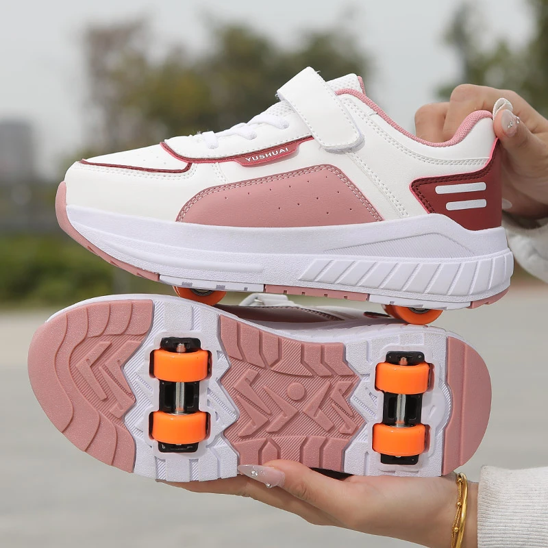 新款带轮暴走鞋男女童轮滑鞋学生爆走鞋可走路儿童可拆卸四轮运动