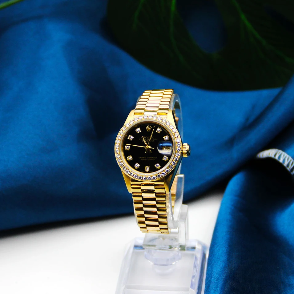 95新 Rolex/劳力士 女装日志69178黑盘后钻/26mm/参考258700