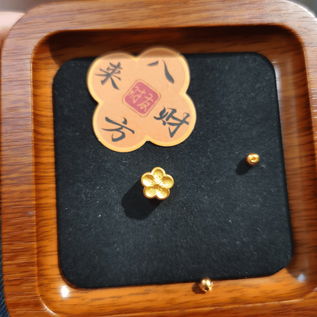 足金桃花金珠转运珠1.347g