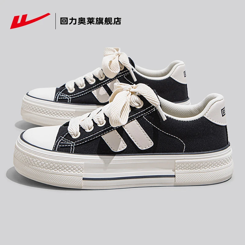 Warrior/回力女鞋帆布鞋2024秋季新款潮流百搭韩版厚底增高休闲鞋