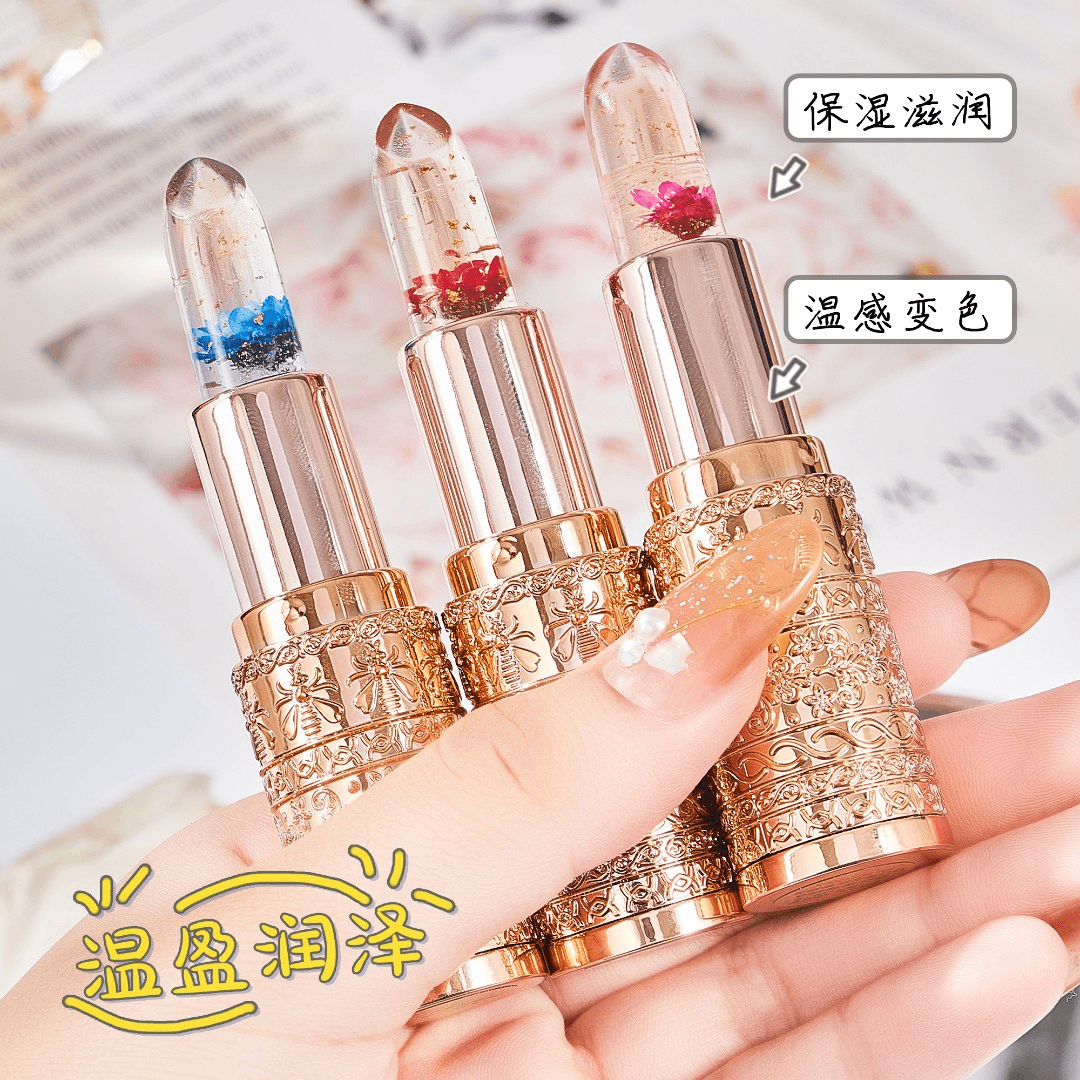 花瓣果冻变色口红女滋润保湿持久不掉色不沾杯温变润唇膏显白防水
