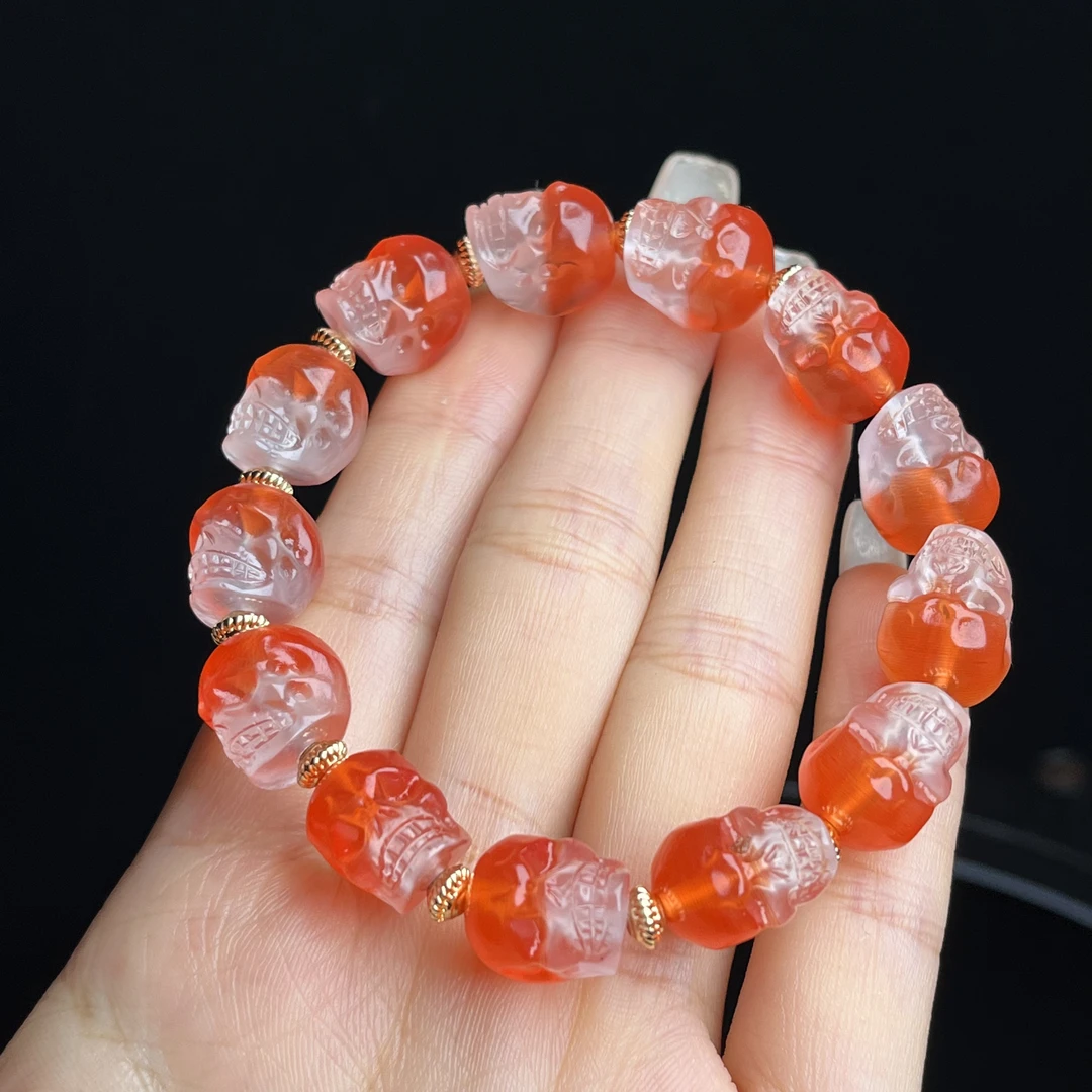 雪巴琉璃双色尸尸 尺寸10mm左右男女可戴百搭diy文玩手串