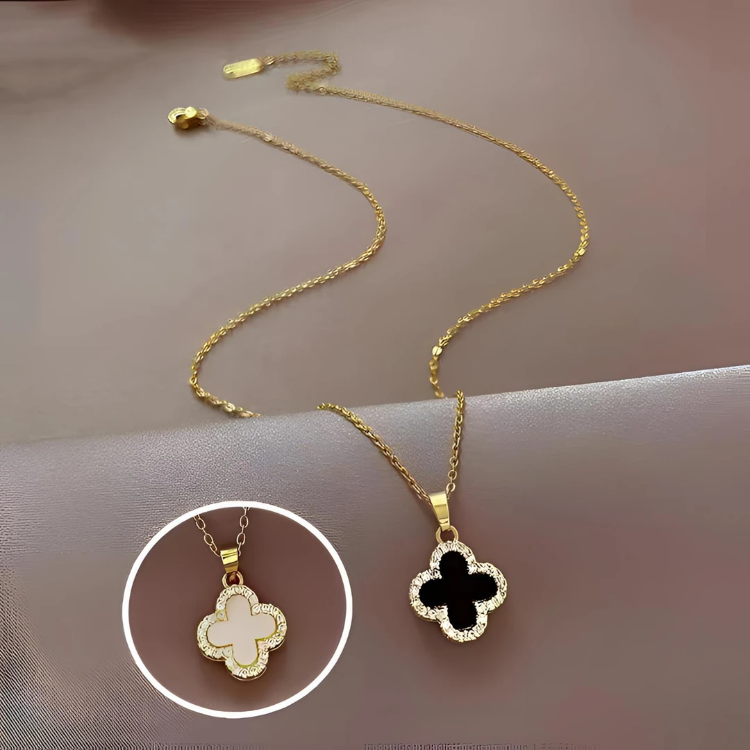 合金项链 四叶草项链双面带钻轻奢ins时尚项链秋冬毛衣链锁骨链女