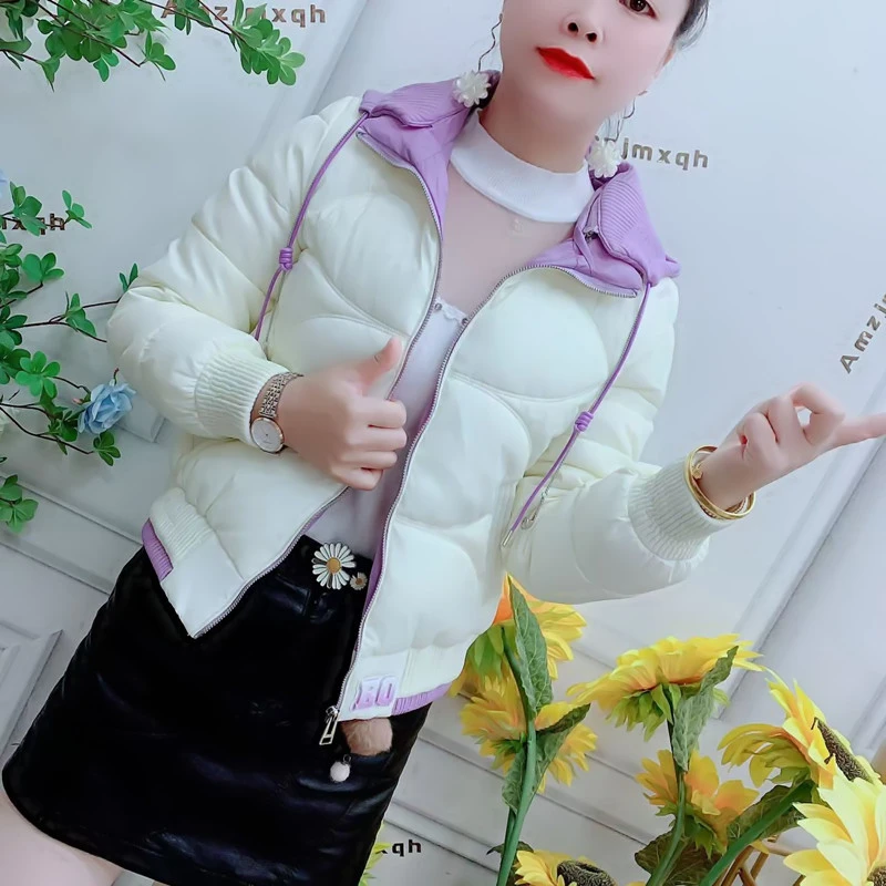 时尚短款加厚保暖棉衣女冬季新款可脱卸帽子修身显瘦棉服百搭外套