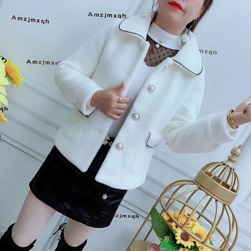 新款韩版流行小香风时尚短款洋气毛呢毛衣气质减龄短款外上衣女