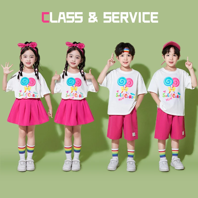 六一儿童表演服小学生啦啦队服卡通短袖夏幼儿园舞蹈合唱演出服装