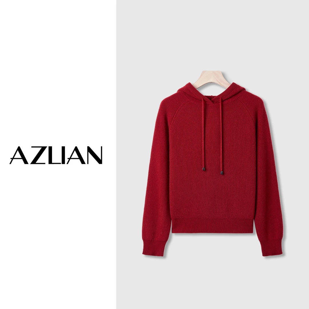 【悦悦定制】连帽羊毛衫女秋冬休闲慵懒风纯色套头毛衣 PX-1832