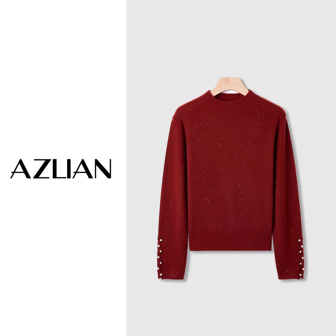【悦悦定制】冬季半高领套头亮片内搭羊毛衫女长袖针织上衣 2922