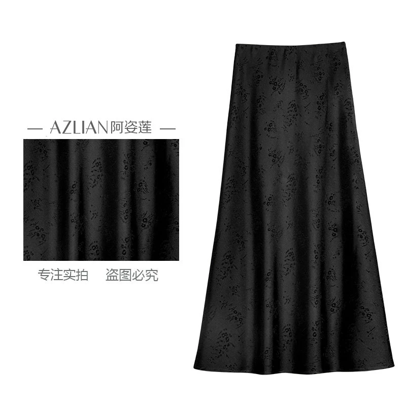 【鲤鱼定制】夏季时尚醋酸裙子女垂感显瘦夏季缎面a字裙 PX-1731