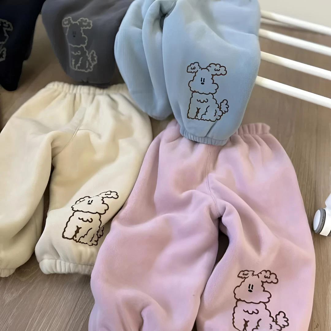 儿童羊驼绒暖暖加绒裤卫裤女童秋冬棉裤一条过冬裤子宝宝休闲长裤