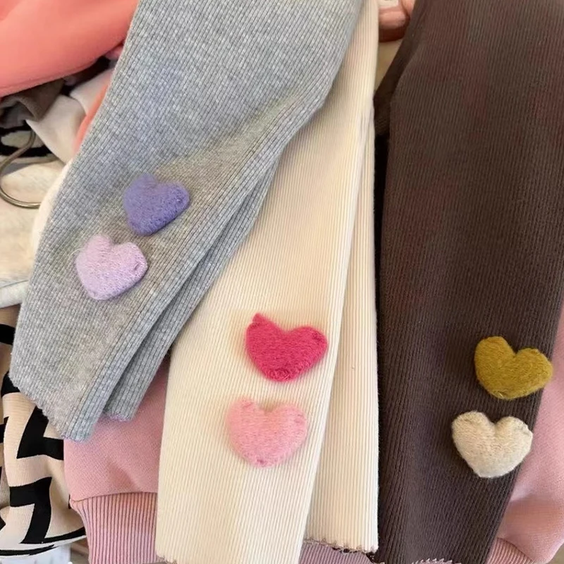 女童加绒打底裤韩版宝宝洋气立体爱心一体绒裤子