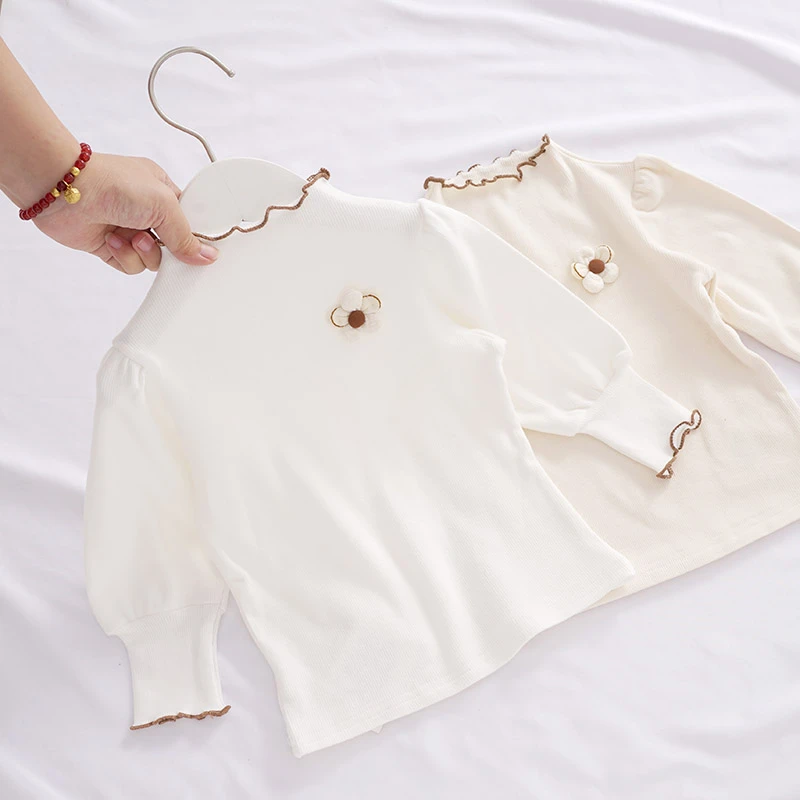 2025新款女童打底衫1岁宝宝T恤长袖婴儿半高领衬衣公主春秋装