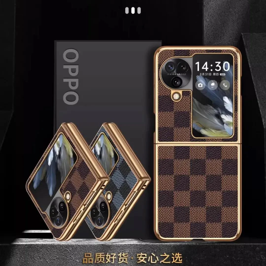 OPPOFindN3Flip手机壳真皮折叠屏超薄电镀壳N3flip保护套全包防摔