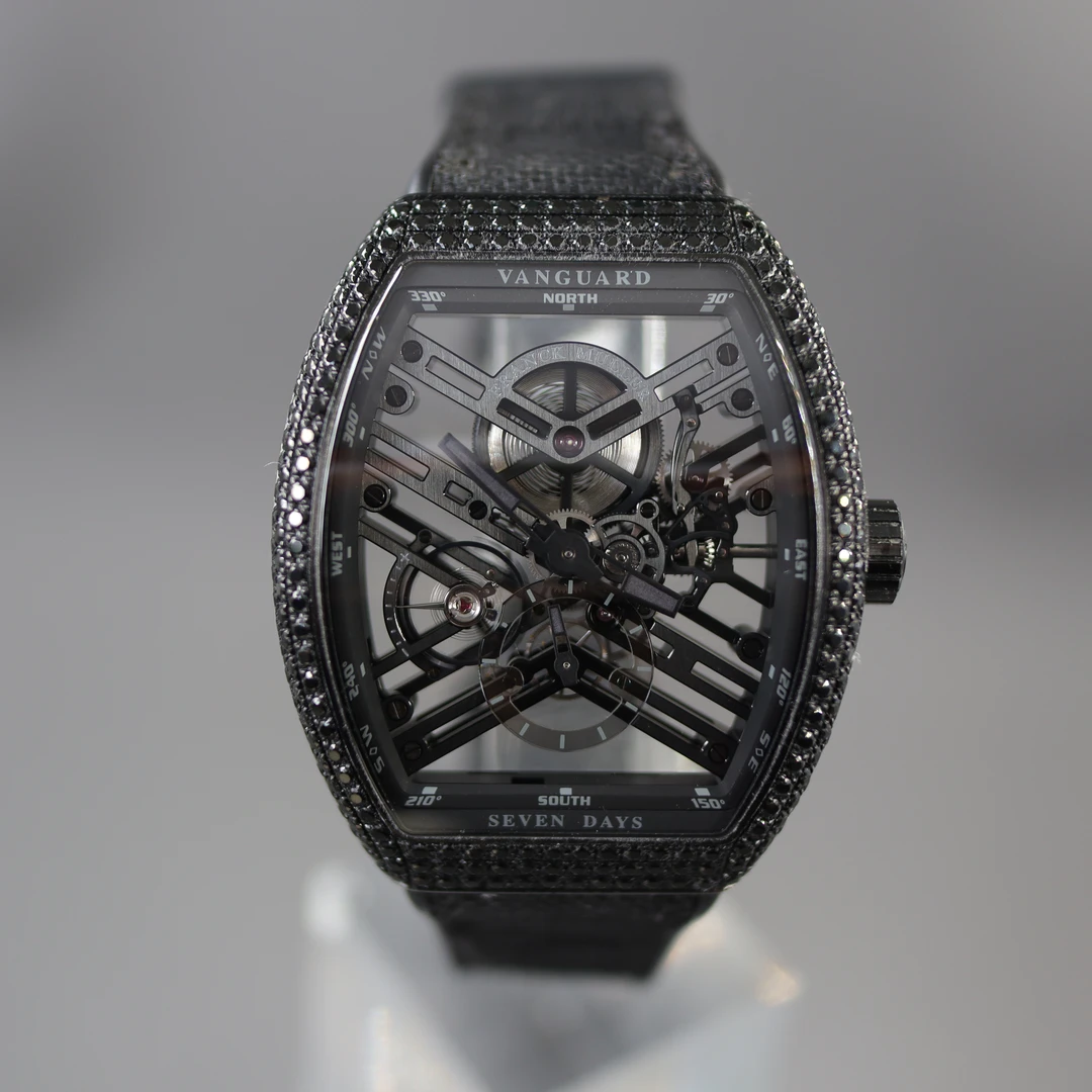 95新  法穆兰V45/镂空/黑钻//手动机械男表/全套腕表