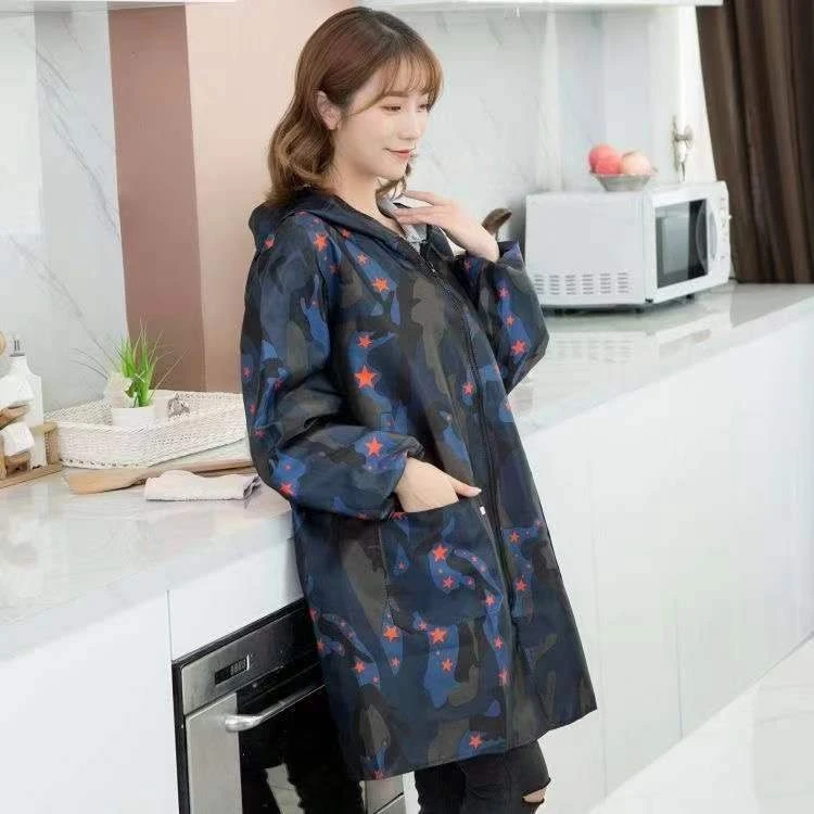 2024年加绒围裙大褂长袖罩衣连帽防水防油劳保服耐脏长袖罩衣时尚