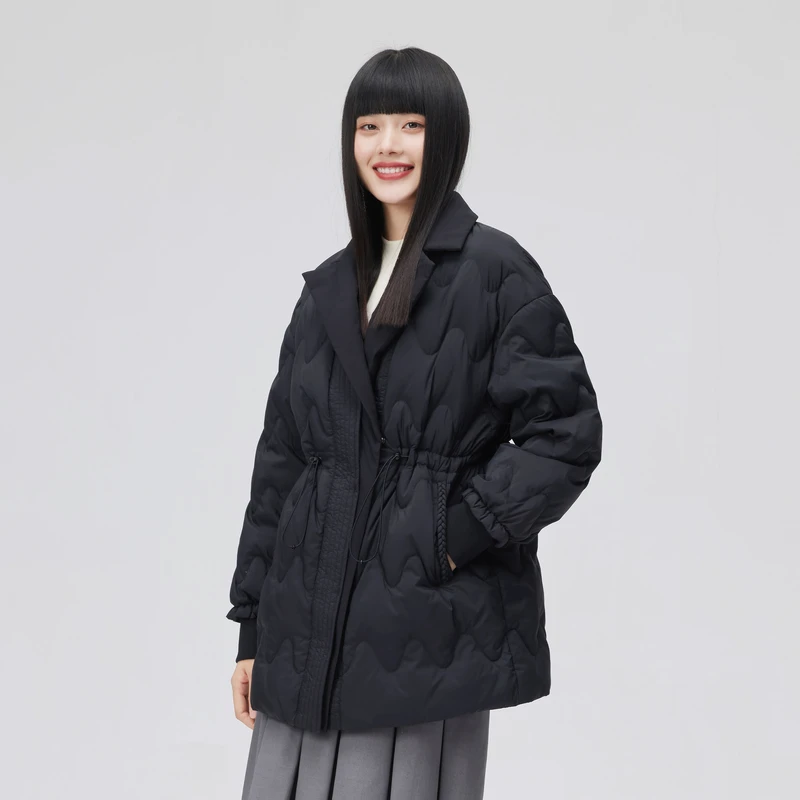 艾莱依-冬季新款时尚西装领羽绒服收腰显瘦保暖短款防风外套1321