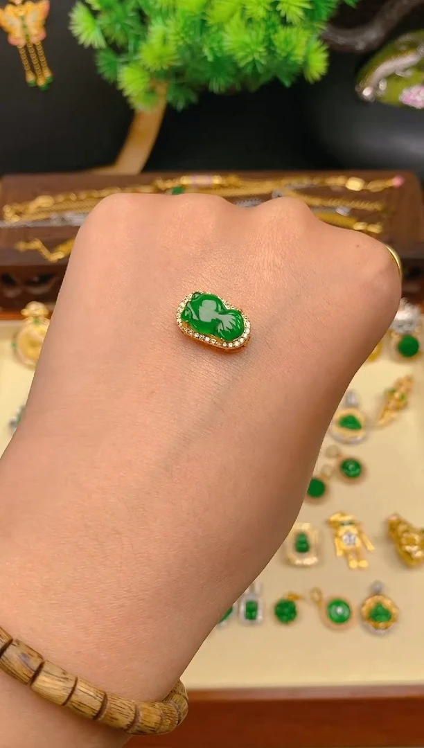 【闪购商品】翡翠吊坠(不含链)银S925镶嵌金鱼潘多拉