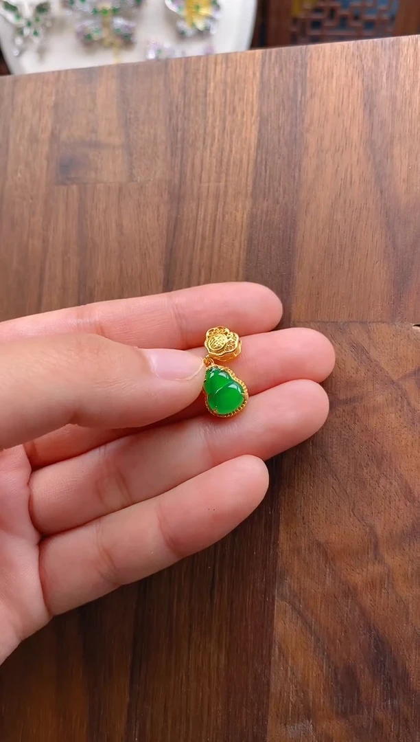 【闪购商品】翡翠吊坠(不含链)银S925镶嵌葫芦吊坠
