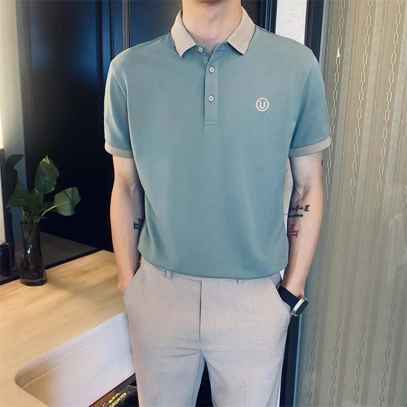 高端冰丝polo衫夏季新款男士短袖T恤薄款商务翻领男装polo衫男款