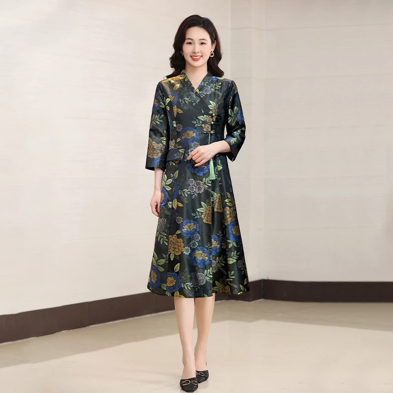 D24L0806宋锦妈妈装秋季真丝衬衫宽松气质女桑蚕丝