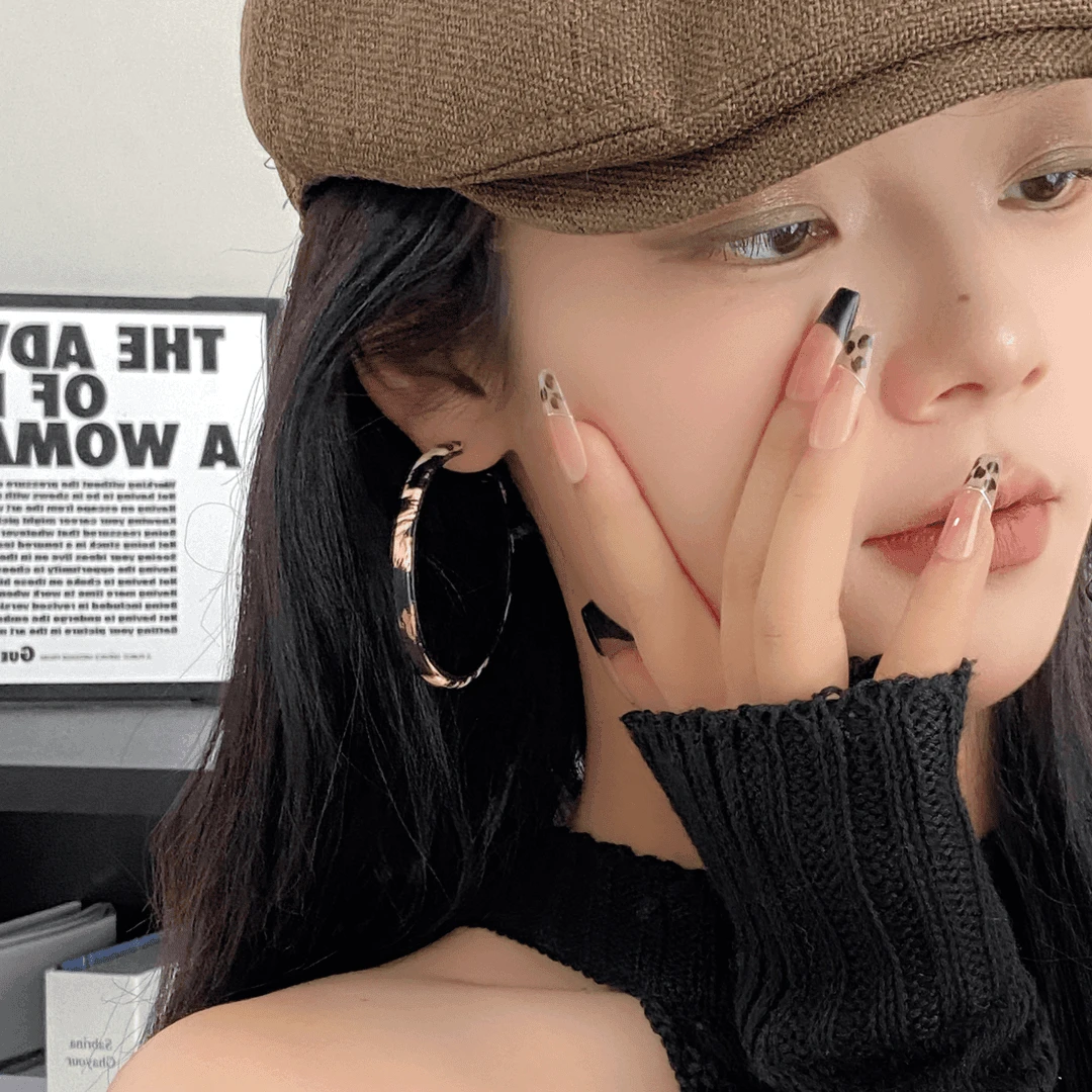 设计师款秋季新品欧美设计师款小众豹纹时尚耳环耳饰