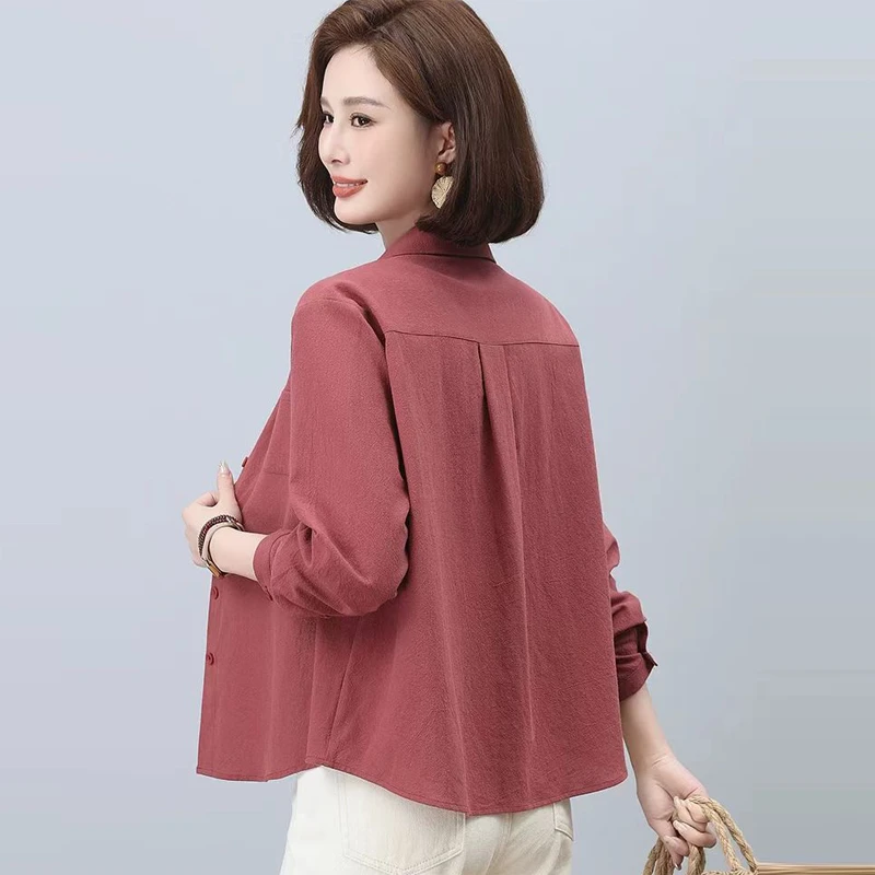 短袖衬衫女春夏2025新款小个子中年妈妈宽松大码外穿休闲薄款上衣