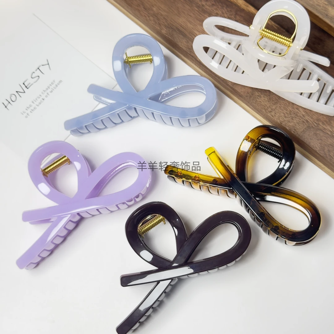 不会断2024新轻奢高级感抓夹女气质百搭发夹大号蝴蝶结鲨鱼夹头饰