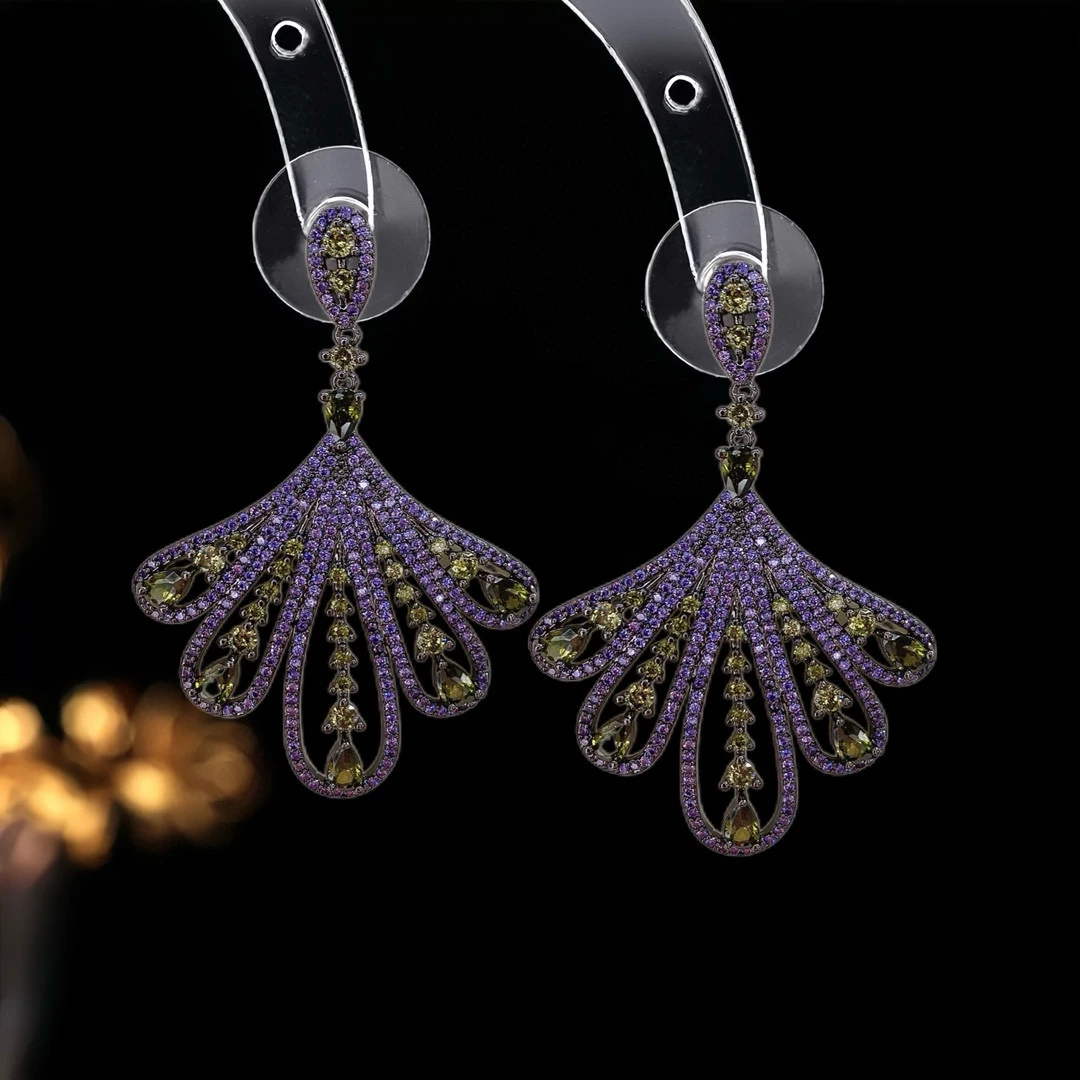 合金合成锆石耳饰 1233轻奢夸张设计感复古长款耳环