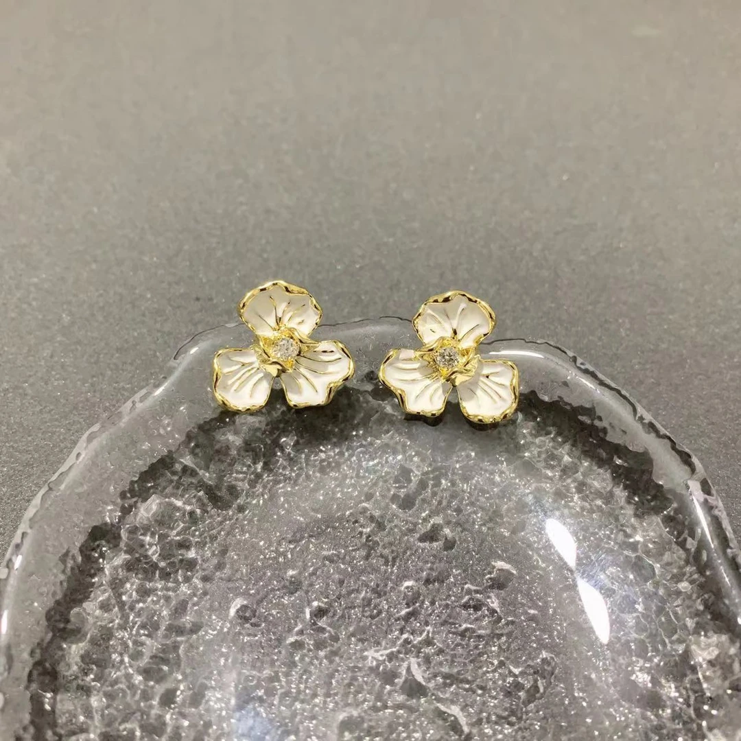 铜合金合成锆石耳饰 2772时尚轻奢小众高级感花花耳饰