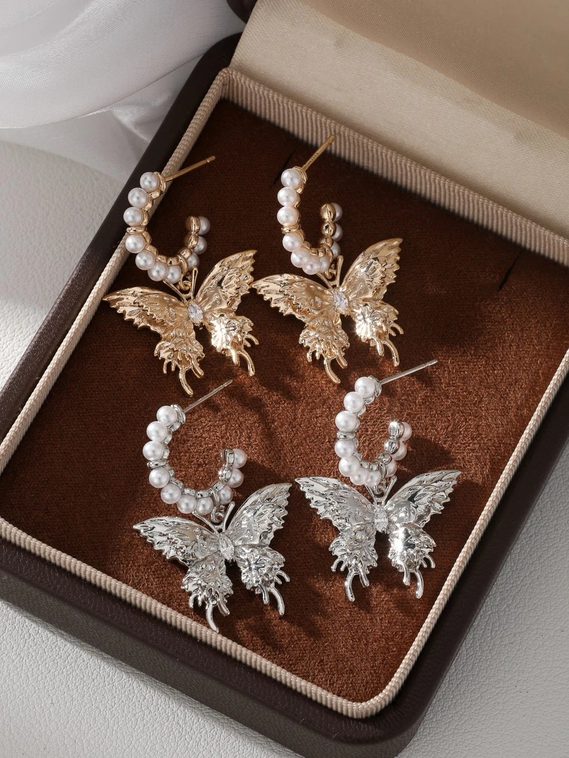 合金合成锆石耳饰 3922《甜酷辣妹》小众轻奢蝴蝶耳饰