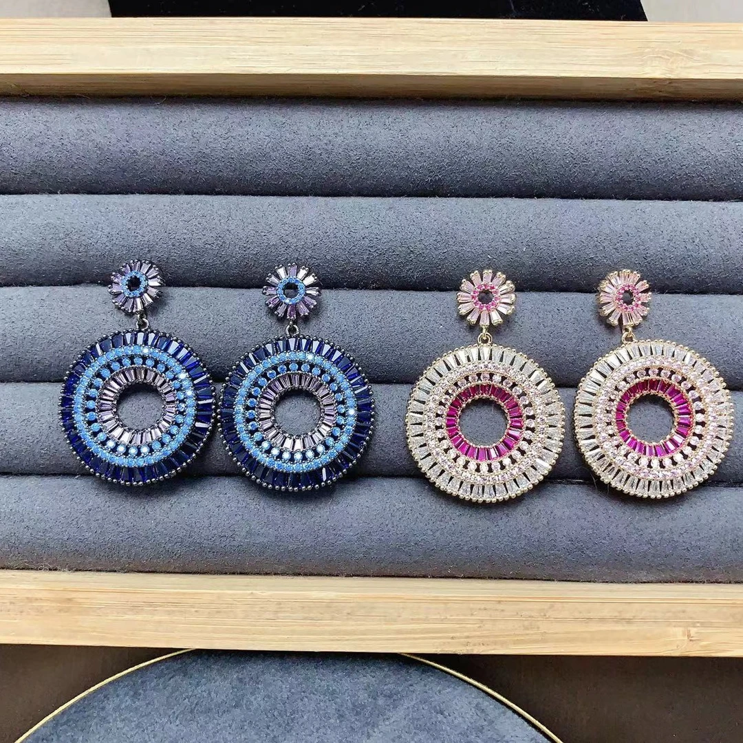 铜合金合成锆石耳饰 3114「甜甜圈」轻奢耳饰