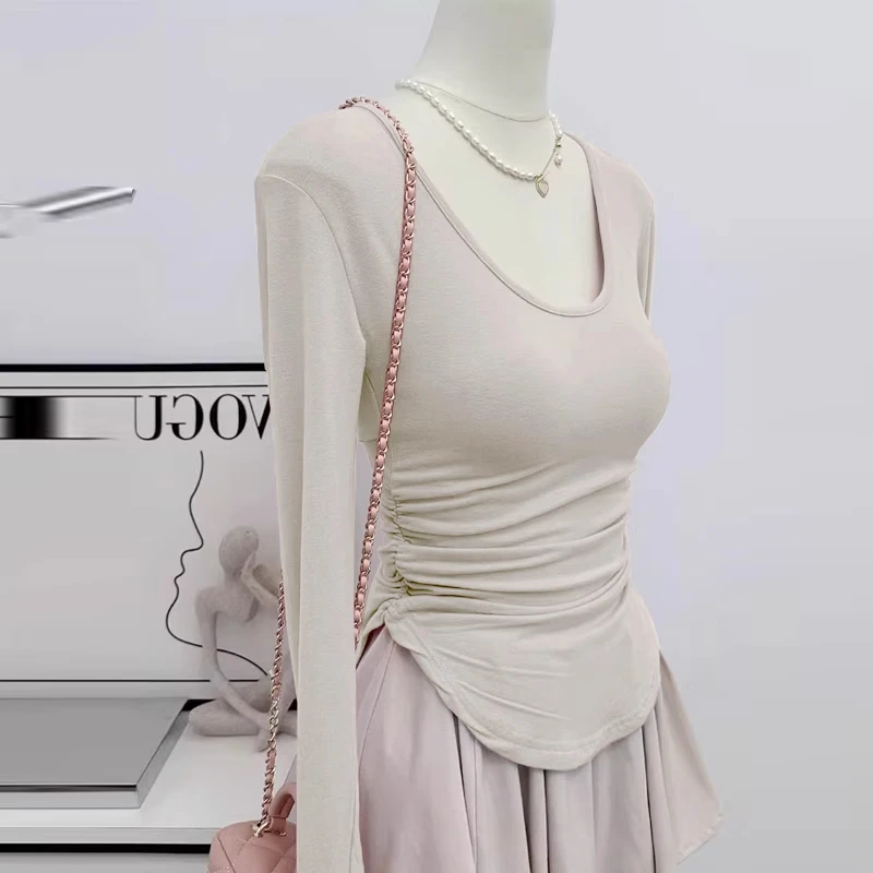 纯欲紧身打底衫上衣女秋冬2025新款辣妹内搭超显身材短款长袖t恤