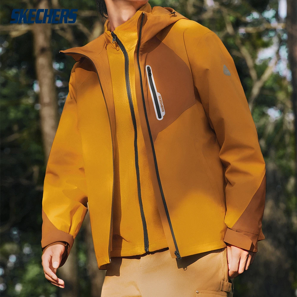 斯凯奇官方男装三合一防水防水登山徒步外套冲锋衣L324M150