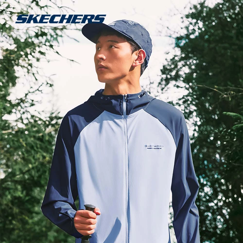 斯凯奇官方男装针织连帽外套吸湿速干休闲运动服防晒服P224M129