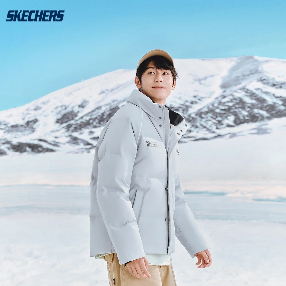 斯凯奇官方男女同款石墨烯保暖棉服外套时尚防风羽绒外套P424U041