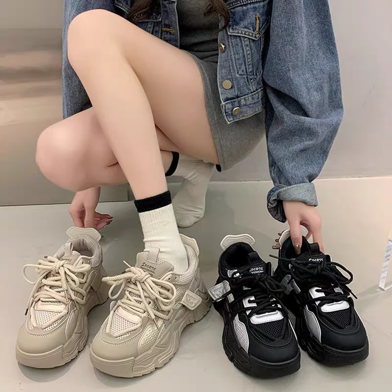 老爹鞋休闲鞋女款百搭2025春厚底港风鞋子爆款显脚小休闲运动女鞋