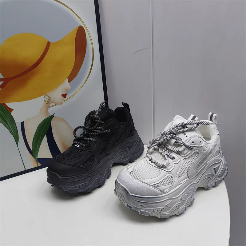 真皮欧货复古做旧老爹鞋女2025春新款松糕底休闲鞋厚底透气运动鞋