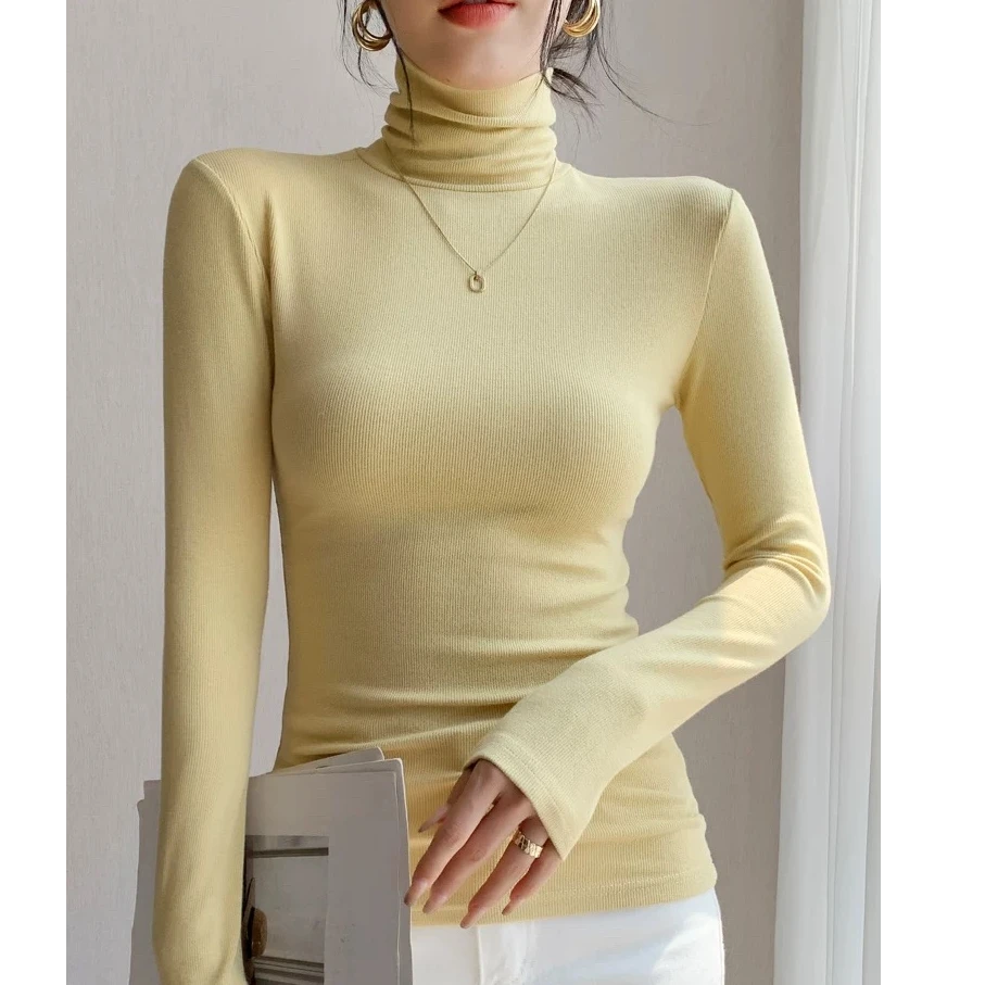 打底衫内搭长袖针织修身秋冬显瘦洋气堆堆领保暖半高领加绒紧身
