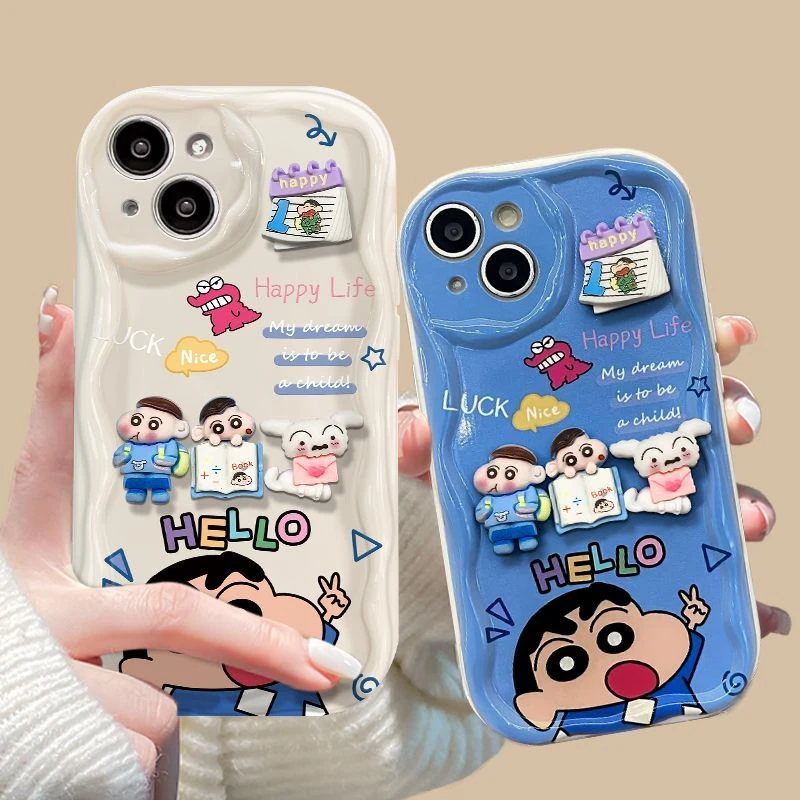小新立体适于苹果/华为/荣耀/OPPO/VIVO/小米黑色奶油纹手机壳