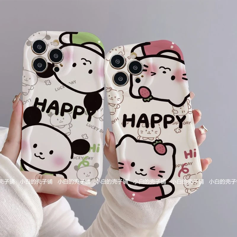 帕恰狗适于苹果/华为/荣耀/OPPO/VIVO/小米黑色奶油纹手机壳