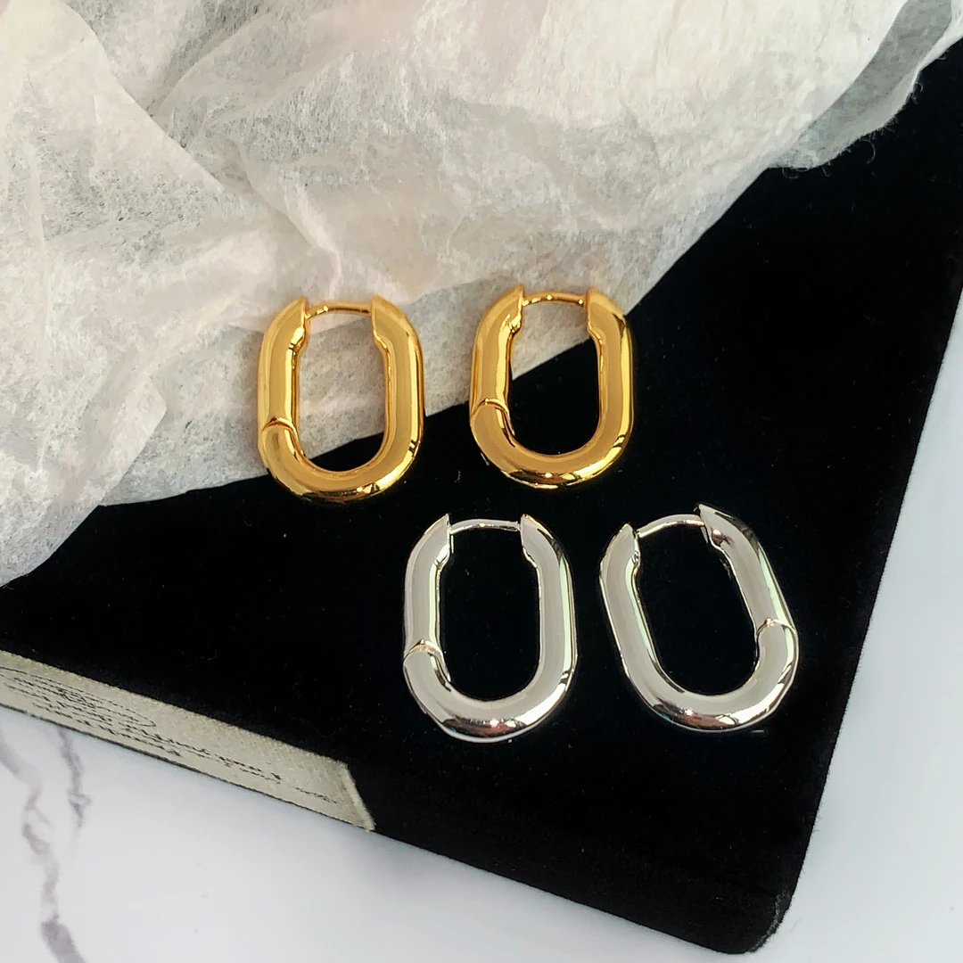 米梵缇 铜合金耳饰 欧美轻奢金属U型高级感耳圈耳环女